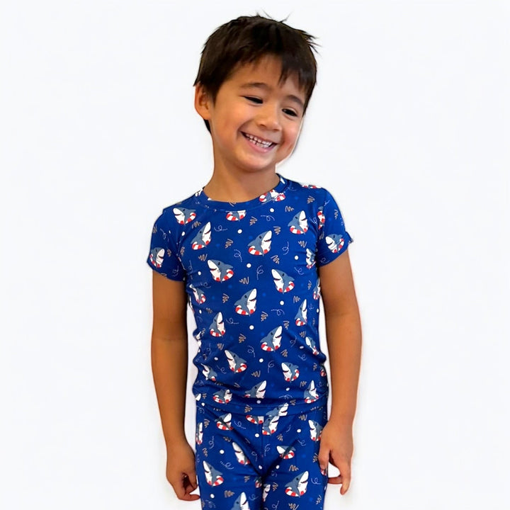Shark Floaties Short Sleeve Two-Piece PJ's