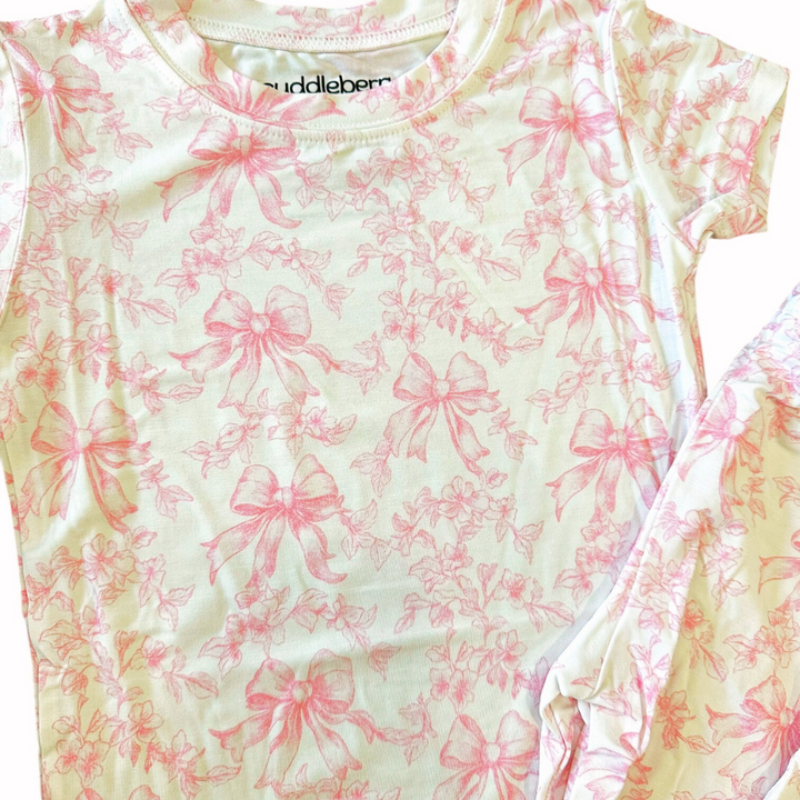 Toile Bows Short Sleeve Two-Piece PJs