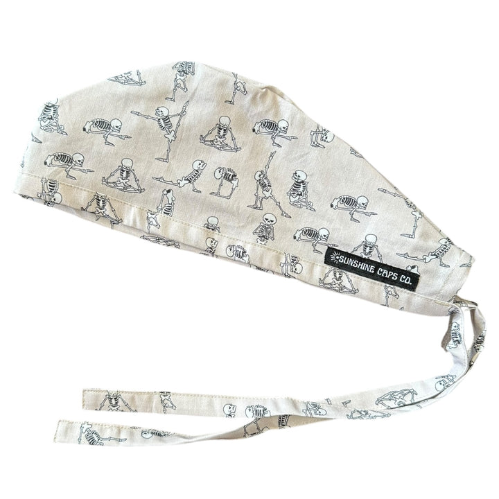 yoga skeleton Men's Scrub Cap Surgical Hat, by Sunshine Caps Co