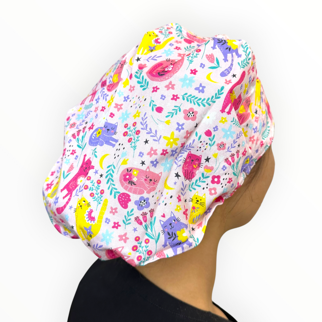 Blooming Kitties- Bouffant Scrub Cap