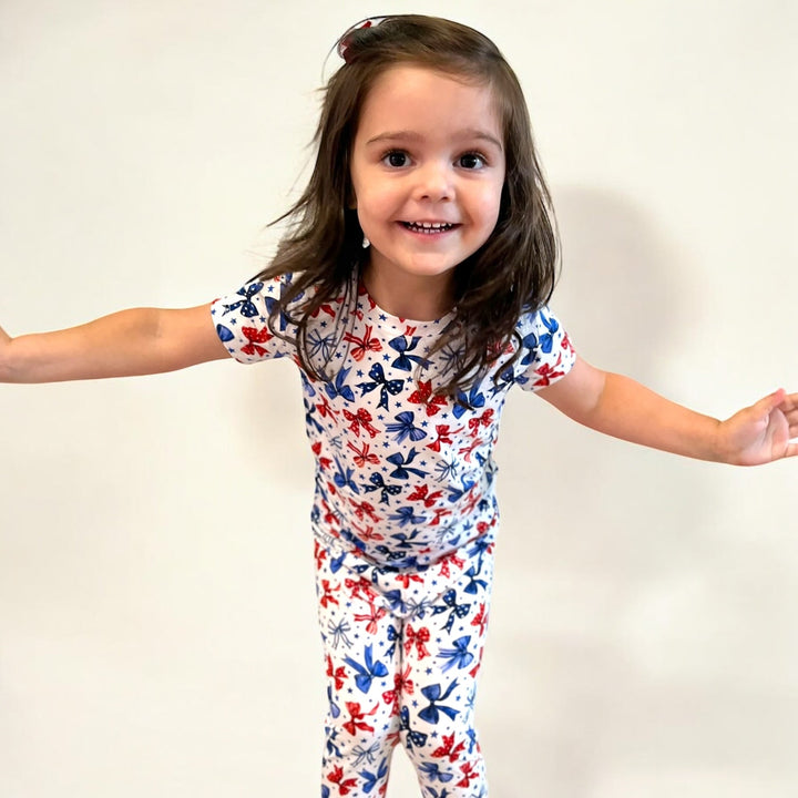 Red White & Bows- Short Sleeve Two-Piece PJ's