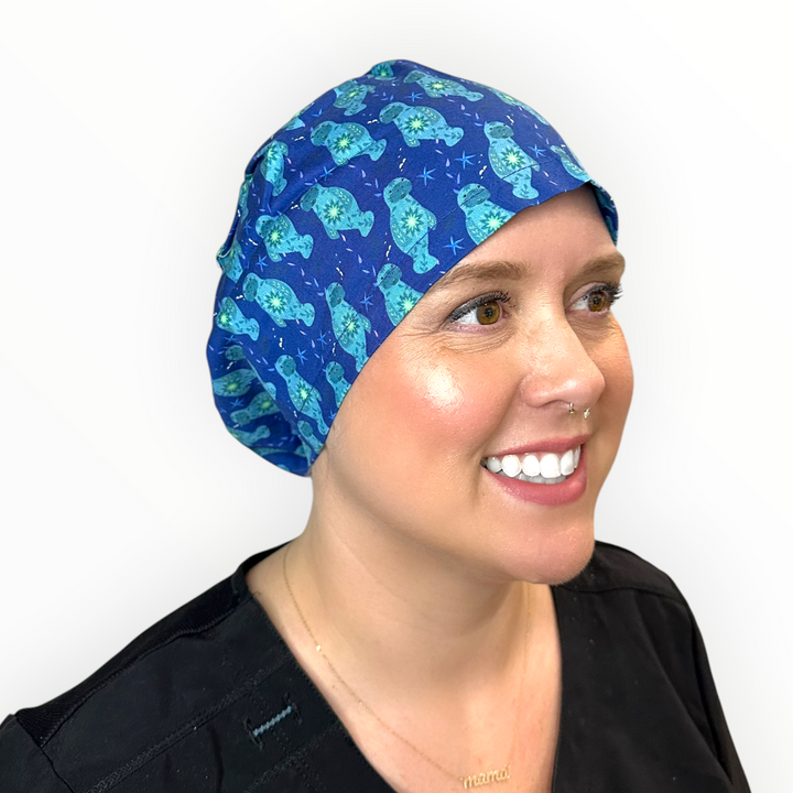 Manatee Tides- Euro Scrub Cap