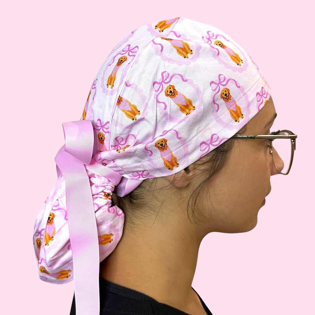 Pink Pup Society- Ponytail Scrub Cap