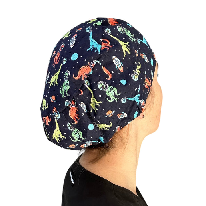 Space Dinosaurs Euro Scrub Cap for Women, by Sunshine Caps Co