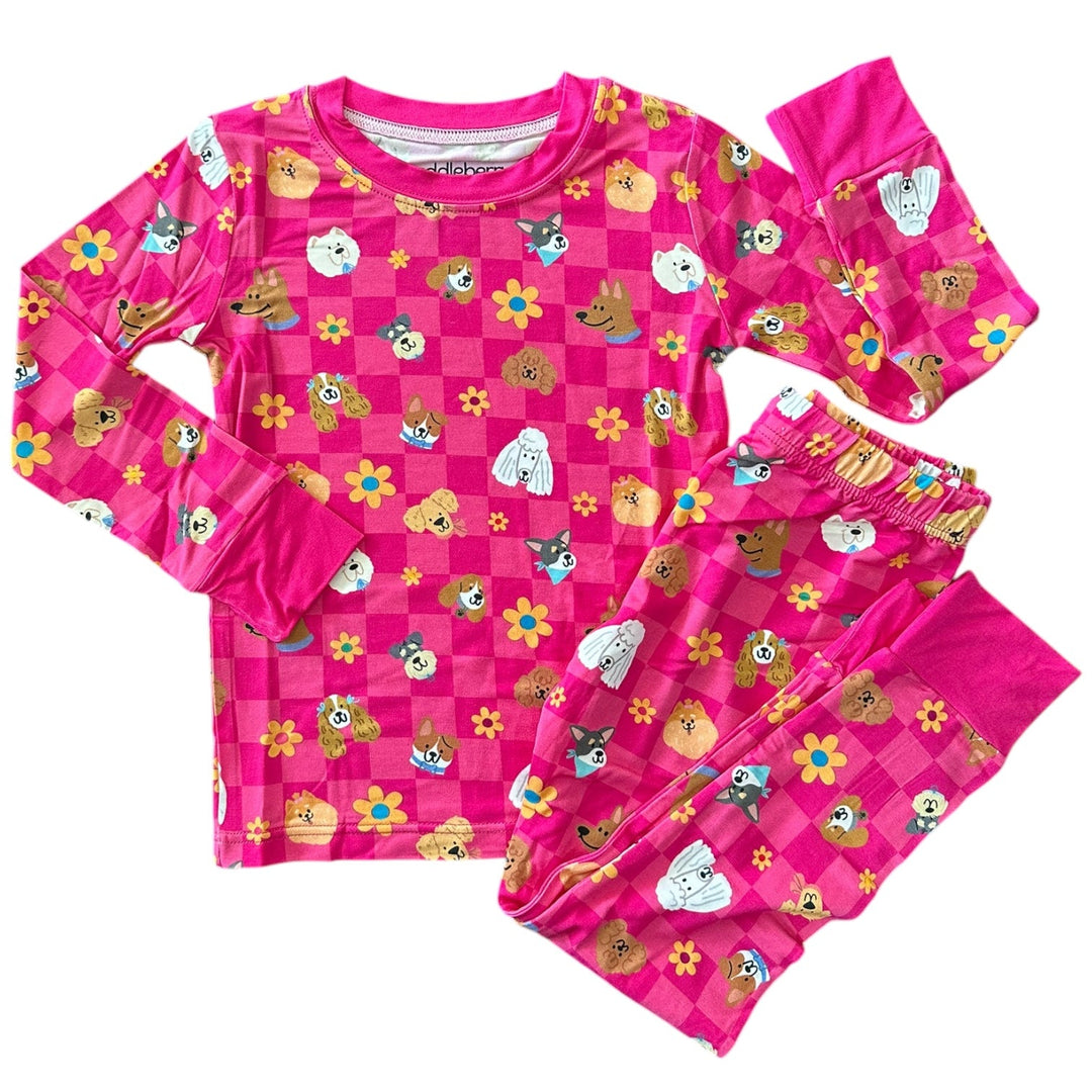 Checkered Pups Long Sleeve Two-Piece PJ's