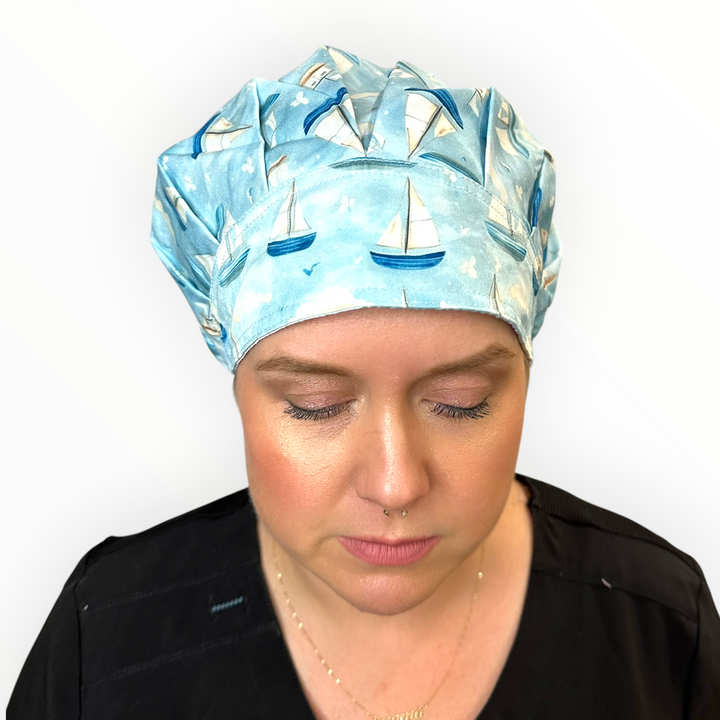 Sailboat- Bouffant Scrub Cap