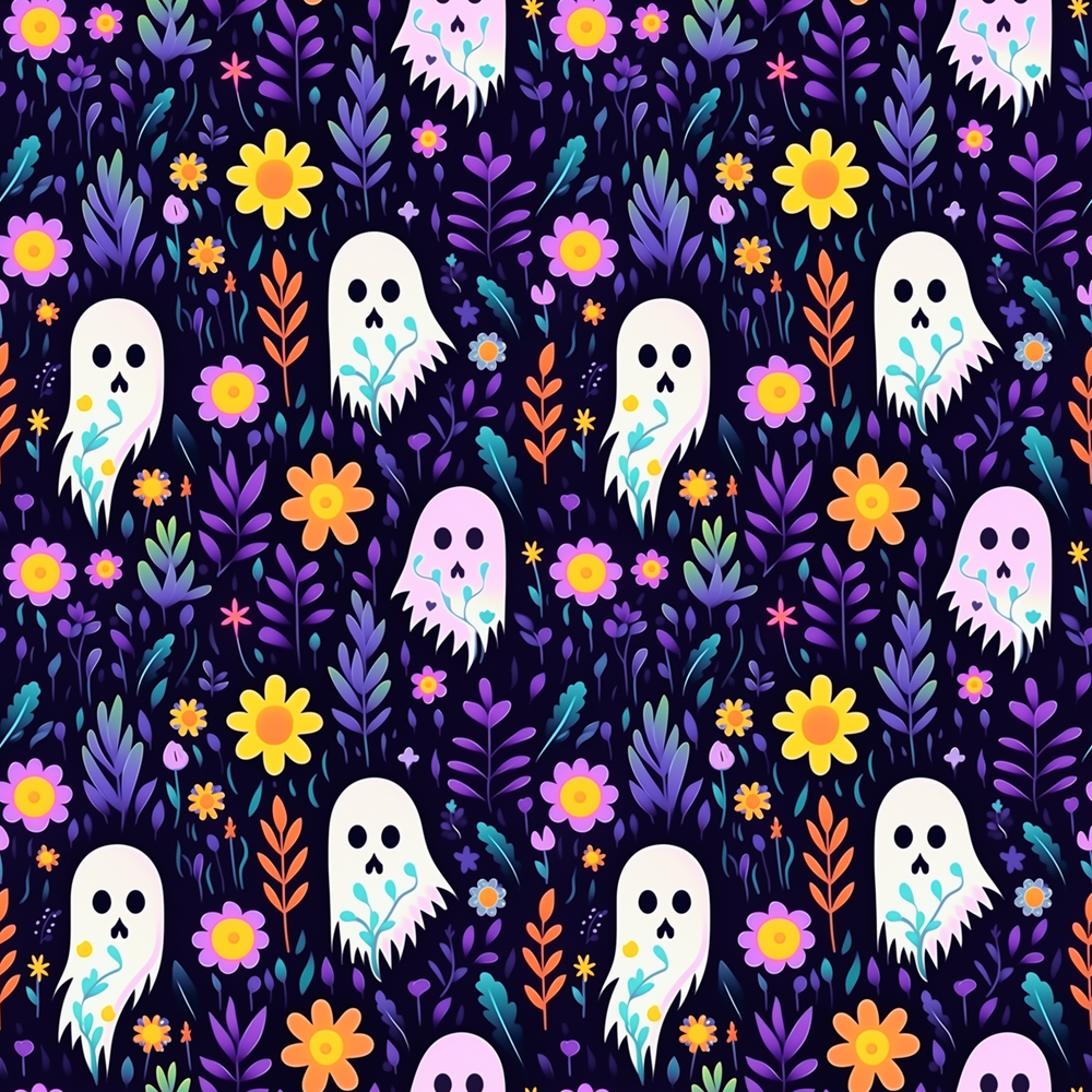 Ghost Floral Halloween Euro Scrub Cap for Women, by Sunshine Caps Co
