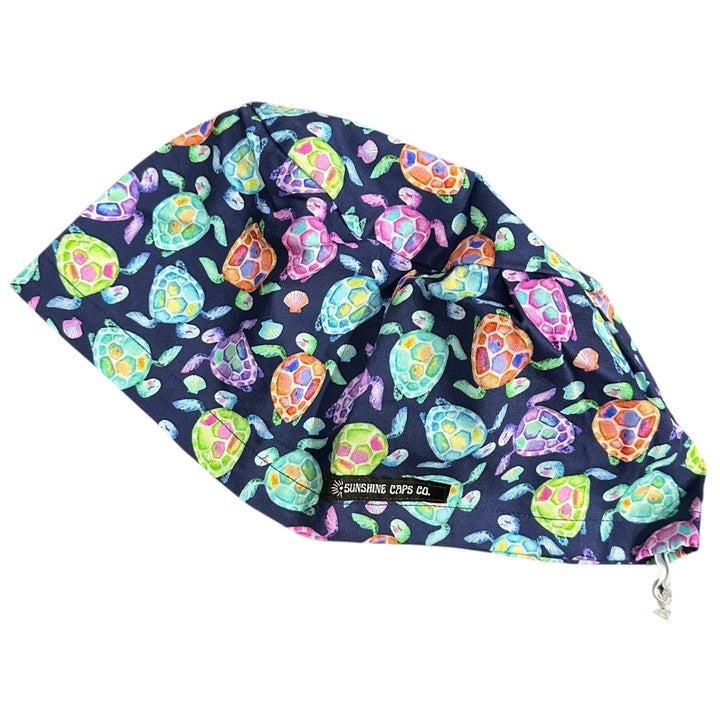 Beachy Sea Turtles- Euro Scrub Cap