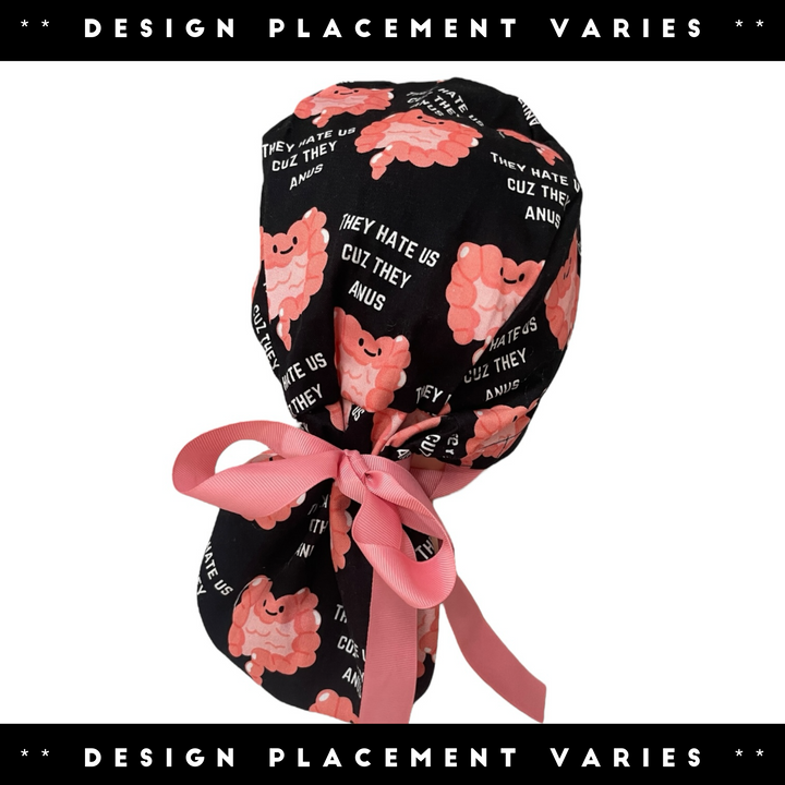 Hate Us Cuz They Anus Ponytail Scrub Cap for Women, By Sunshine Caps Co.