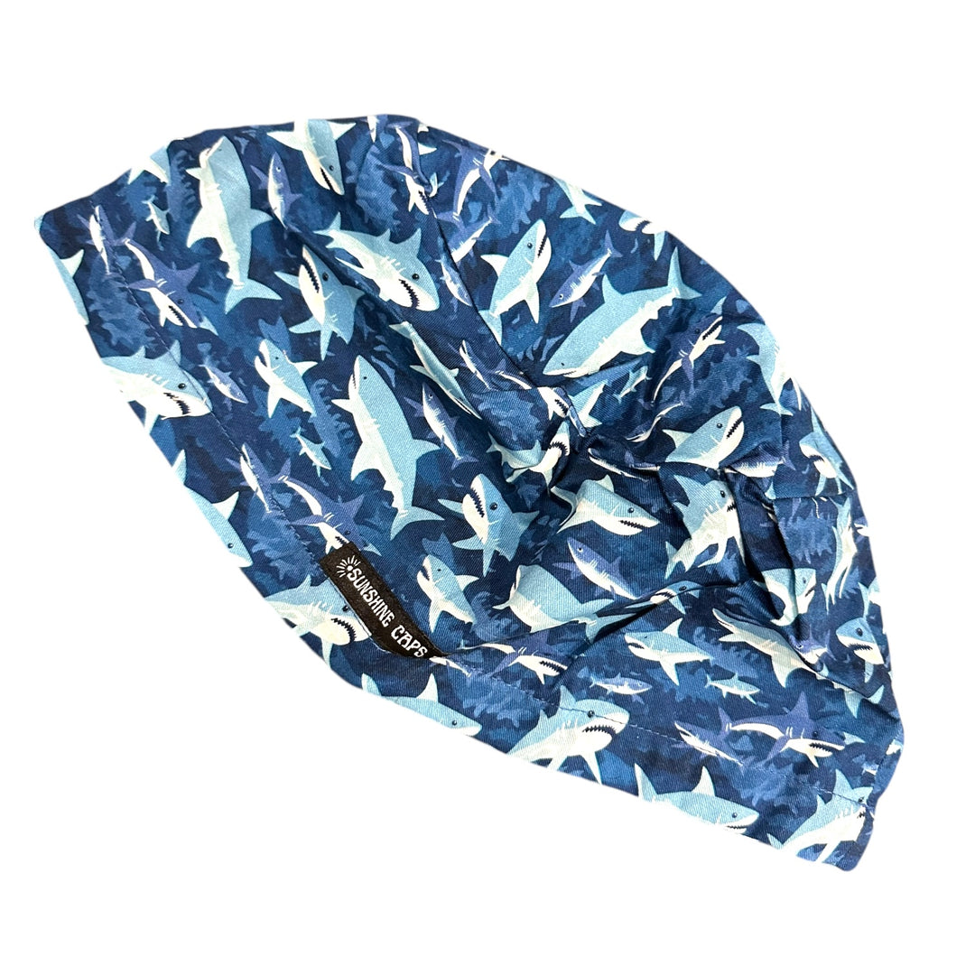 Blue Shark Euro Scrub Cap for Women, by Sunshine Caps Co