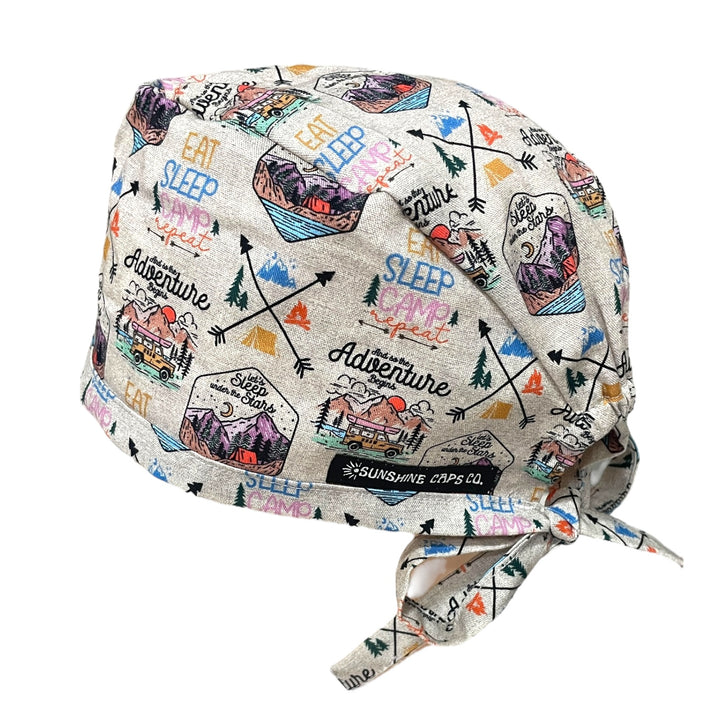 adventure awaits Men's Scrub Cap Surgical Hat, by Sunshine Caps Co