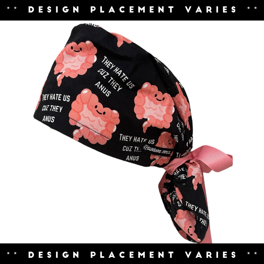 Hate Us Cuz They Anus Ponytail Scrub Cap for Women, By Sunshine Caps Co.