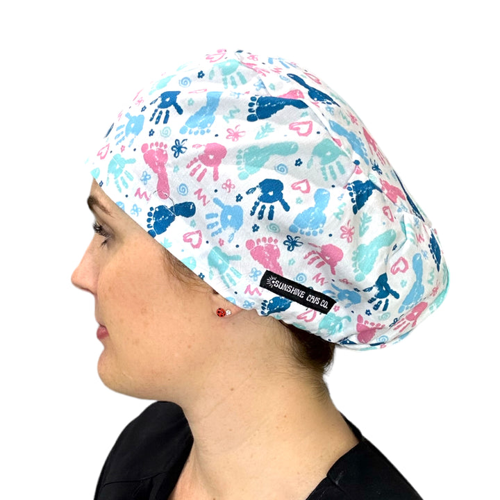 Baby Prints Labor Delivery Euro Scrub Cap for Women, by Sunshine Caps Co