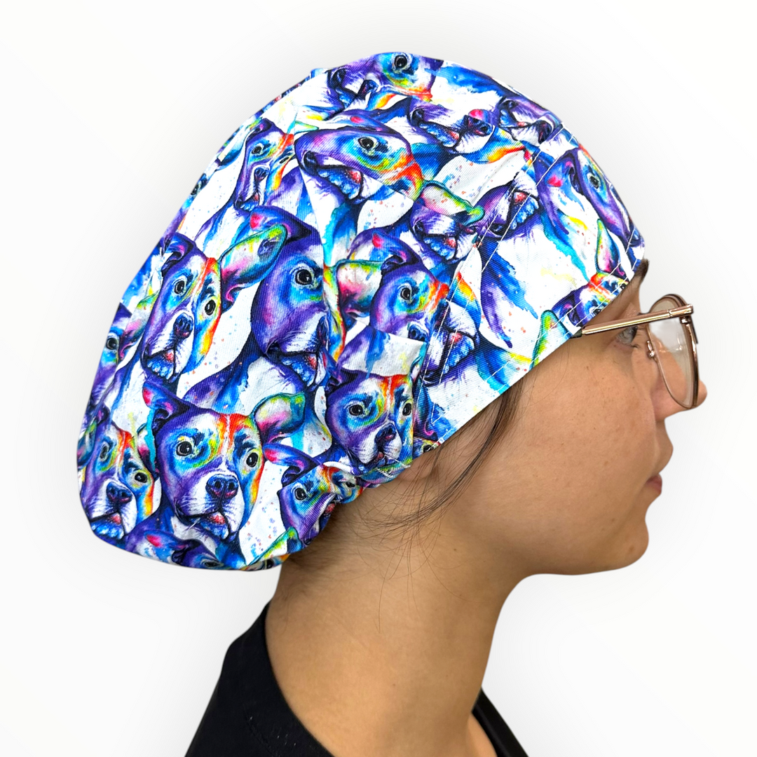 Pit Bull Watercolor- Bouffant Scrub Cap