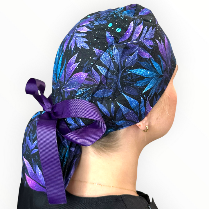 Mystic Cat Foliage- Ponytail Scrub Cap