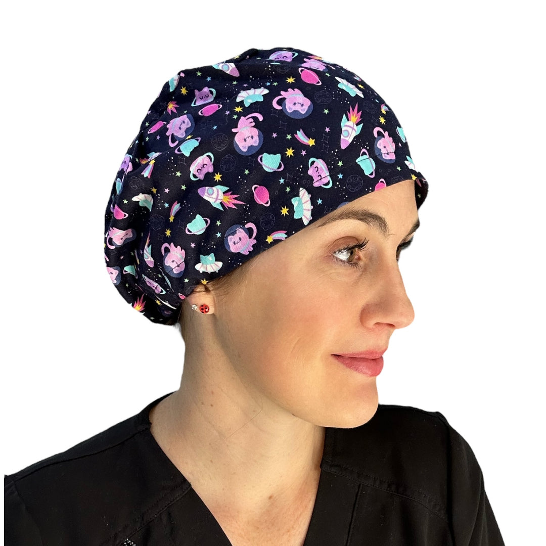 Astro Cats Euro Scrub Cap for Women, by Sunshine Caps Co