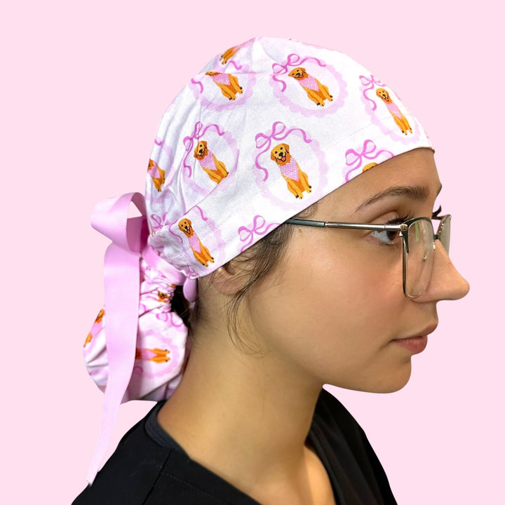 Pink Pup Society- Ponytail Scrub Cap
