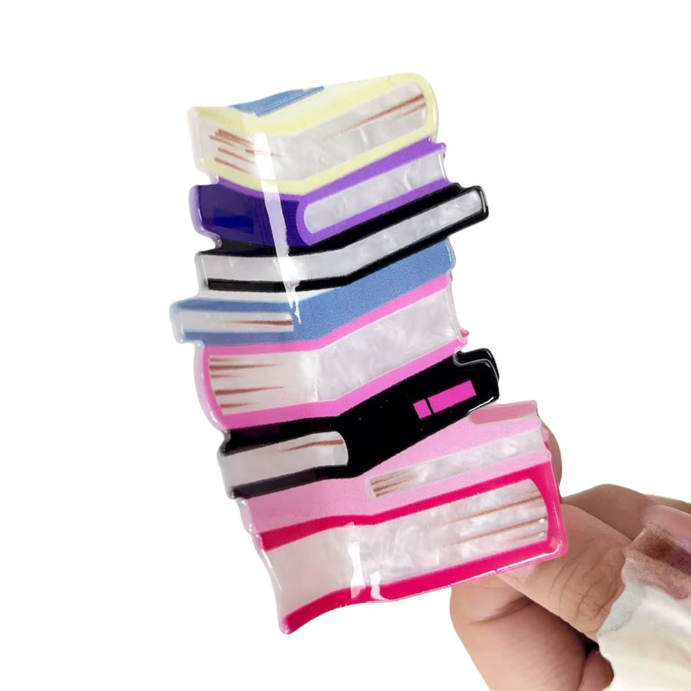 book stack hair claw clip