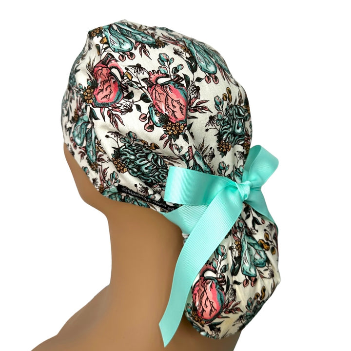 Floral Organs Ponytail Scrub Cap for Women, By Sunshine Caps 