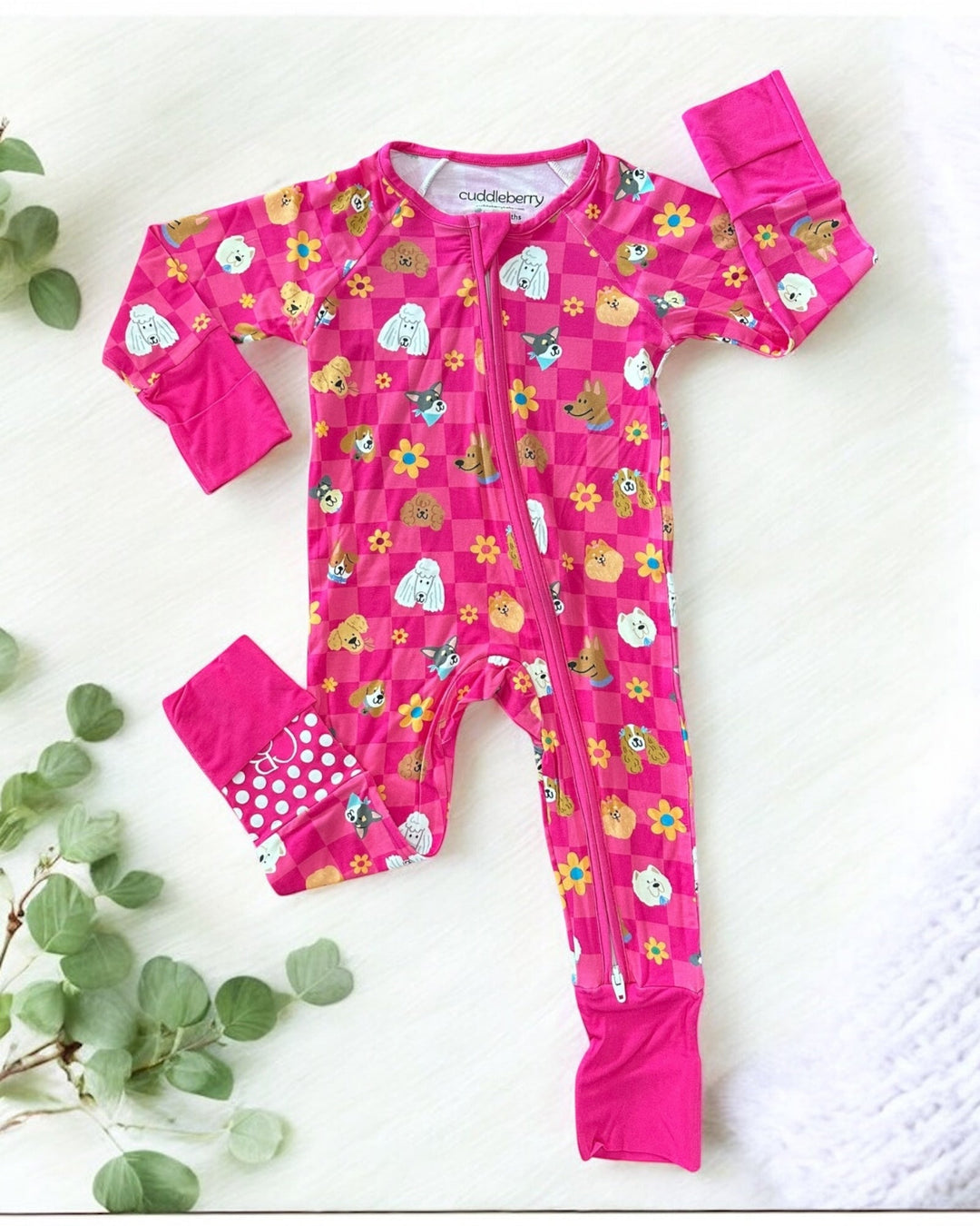 Checkered Pups Bamboo Zipper Sleeper