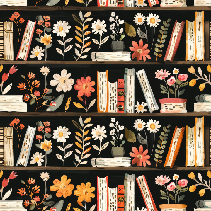 Bookshelf Floral Euro Scrub Cap for Women, by Sunshine Caps Co