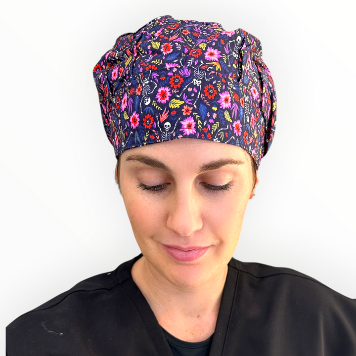 Skeletons in Bloom- Bouffant Scrub Cap