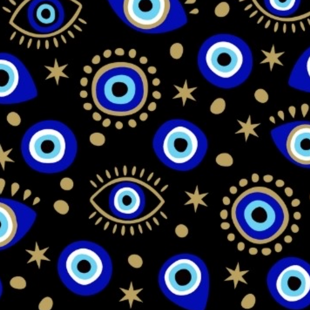 evil eye black Ponytail Scrub Cap for Women, By Sunshine Caps Co.