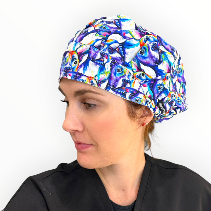 Pit Bull Watercolor- Bouffant Scrub Cap