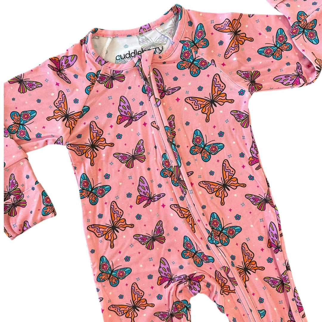Pink Butterfly Bamboo Zipper Sleeper
