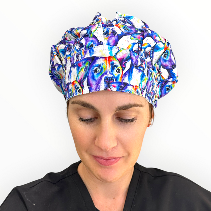Pit Bull Watercolor- Bouffant Scrub Cap