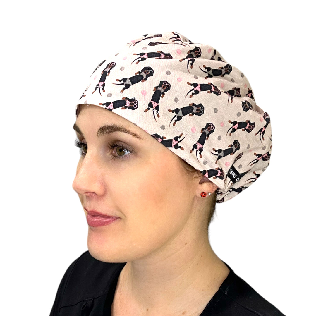Weenies in bikinis Dog Euro Scrub Cap for Women, by Sunshine Caps Co