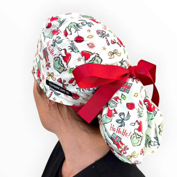 Holiday Humbug- Ponytail Scrub Cap