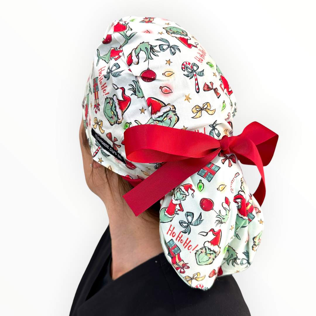 Holiday Humbug- Ponytail Scrub Cap