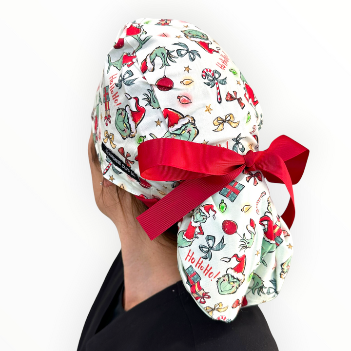 Holiday Humbug- Ponytail Scrub Cap