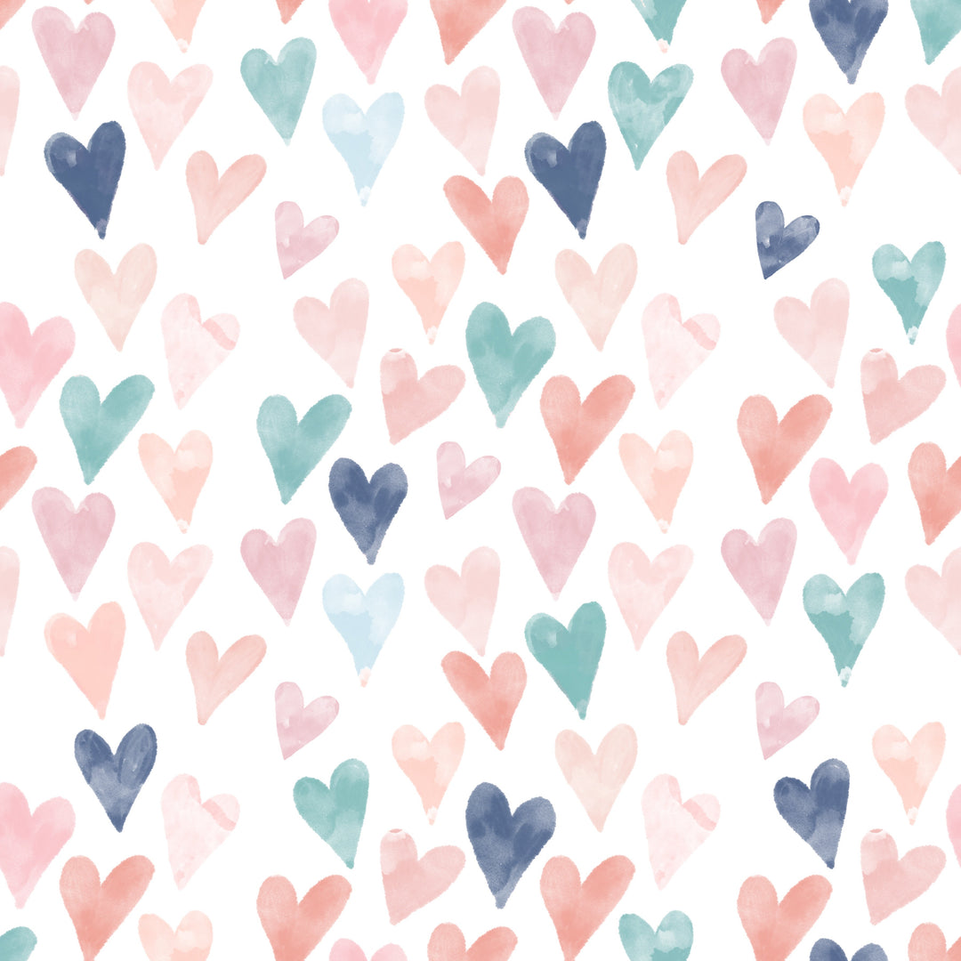 Valentine Watercolor Hearts Long Sleeve Two-Piece PJ's