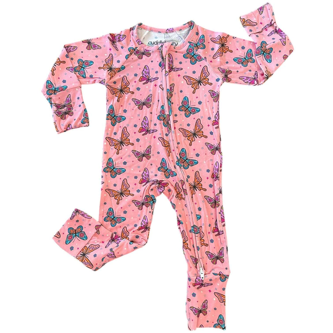 Pink Butterfly Bamboo Zipper Sleeper