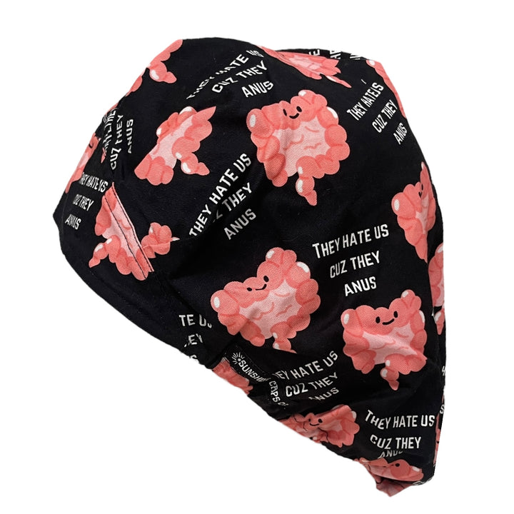 Hate Us Cuz They Anus, Black- Bouffant Scrub Cap