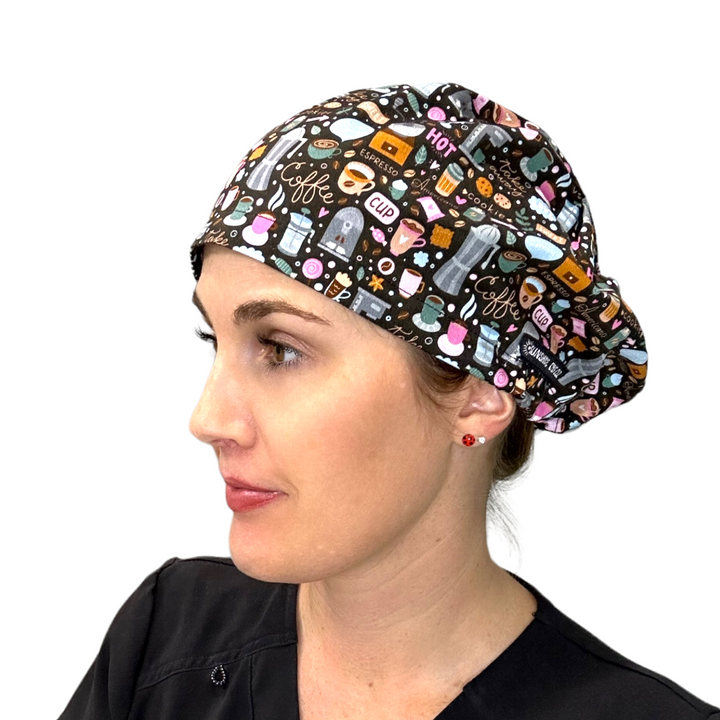 Coffee Euro Scrub Cap for Women, by Sunshine Caps Co