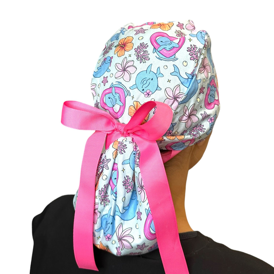 Dolphin Daydreams- Ponytail Scrub Cap