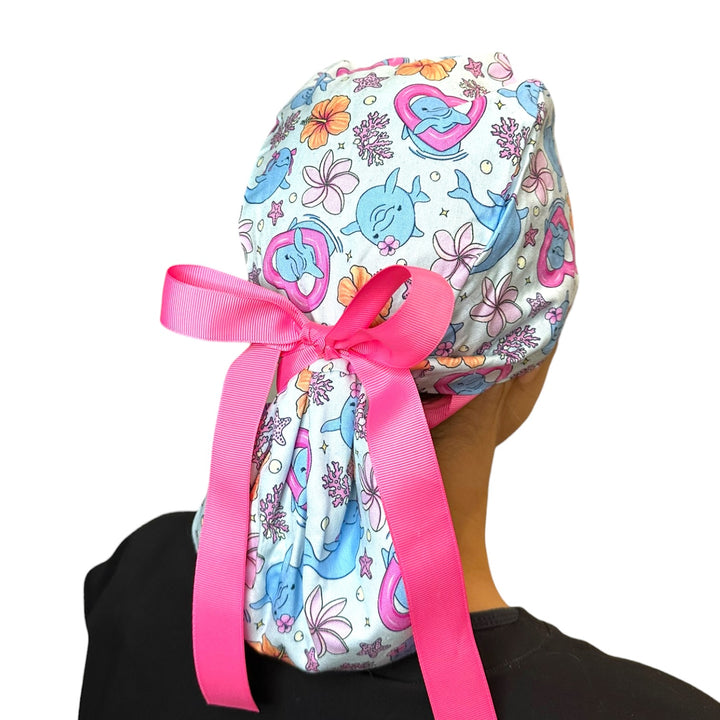 Dolphin Daydreams- Ponytail Scrub Cap
