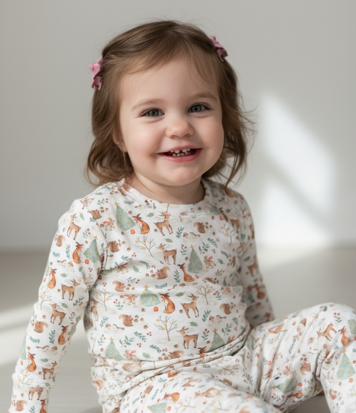 Woodland Winter Animal Long Sleeve Two-Piece PJ's