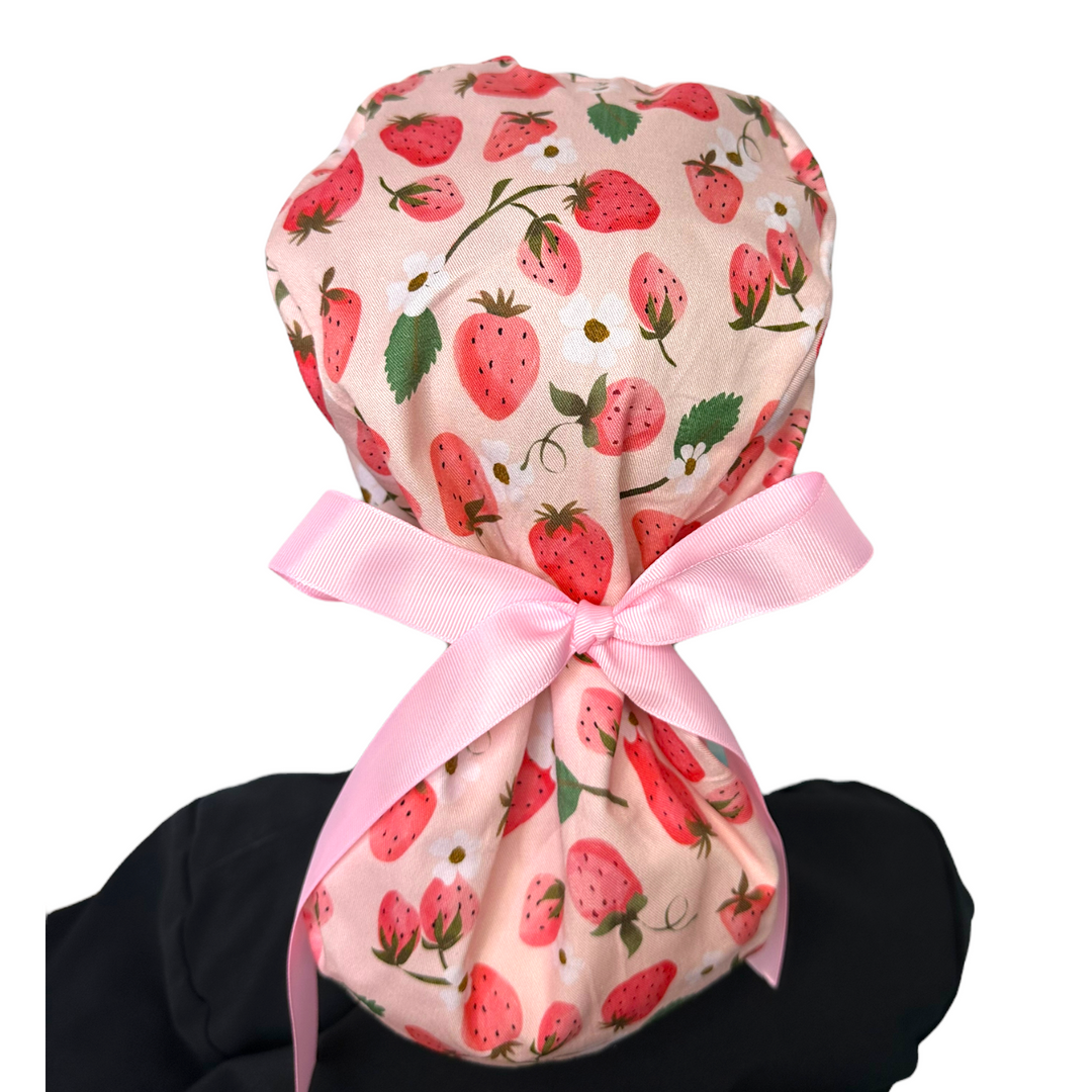 strawberry Ponytail Scrub Cap for Women, By Sunshine Caps Co.