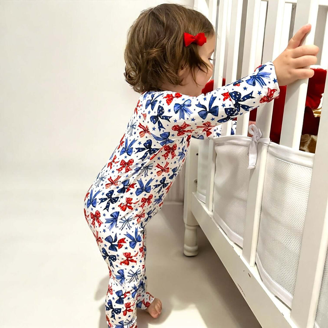 Red White & Bows Bamboo Zipper Sleeper