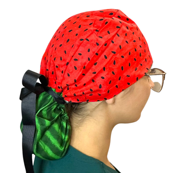 Watermelon- Ponytail Scrub Cap