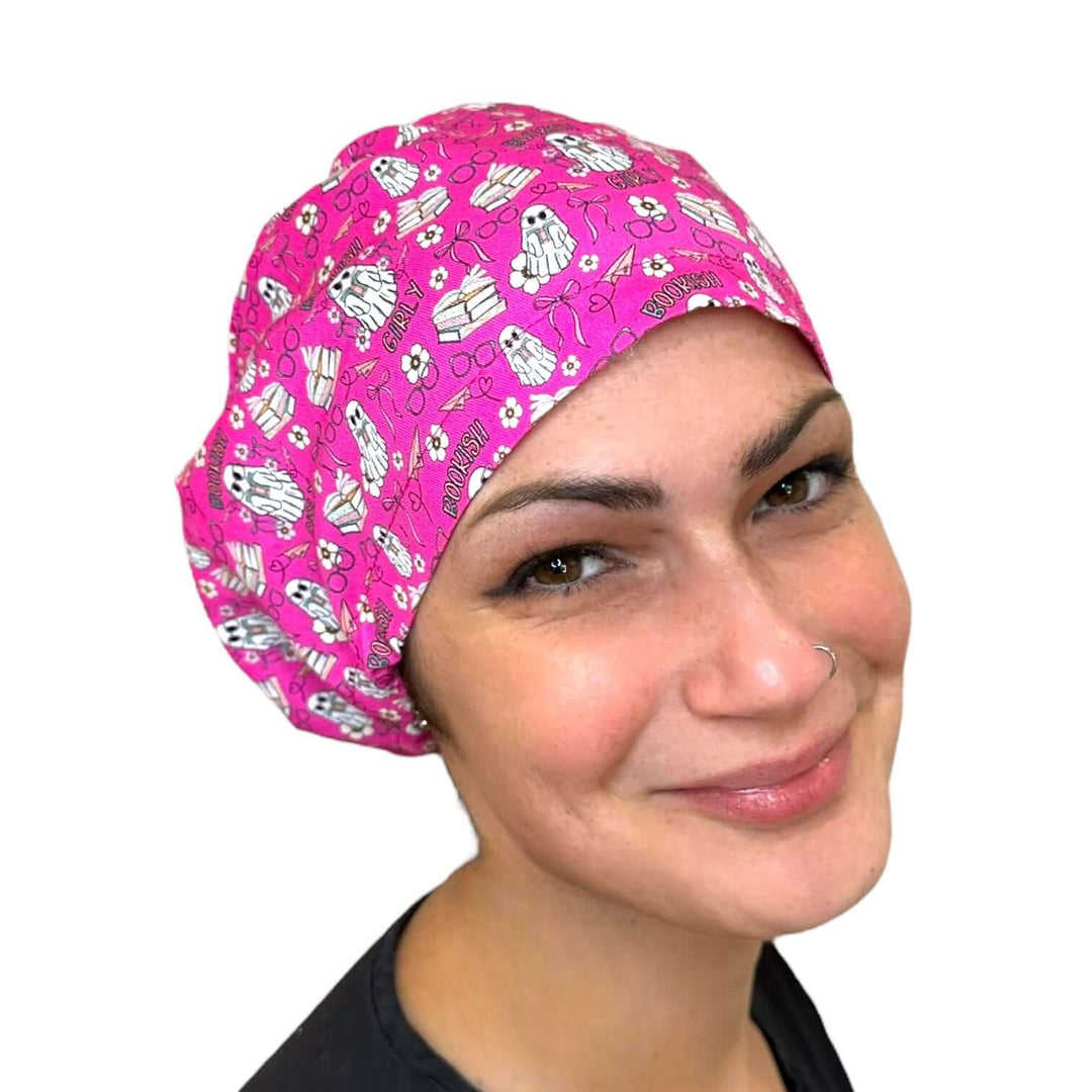 Bookish Girly Euro Scrub Cap for Women, By Sunshine Caps Co.
