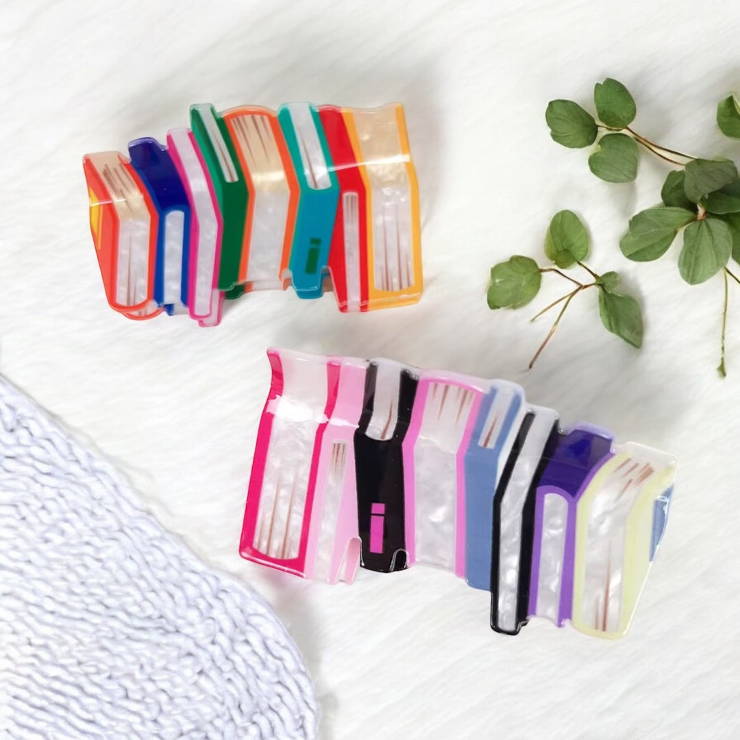 book stack hair claw clip