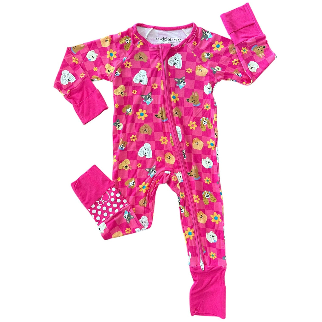Checkered Pups Bamboo Zipper Sleeper