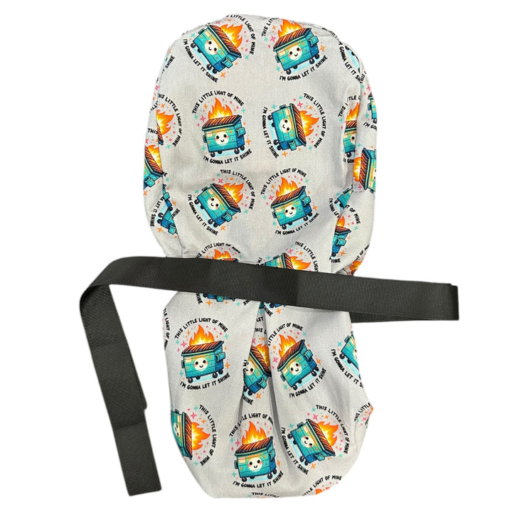 Dumpster Fire Ponytail Scrub Cap for Women, By Sunshine Caps Co.