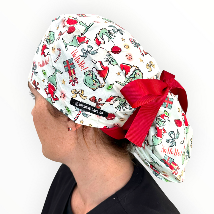 Holiday Humbug- Ponytail Scrub Cap
