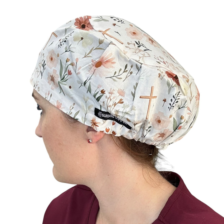 Faithful Floral- Euro Scrub Cap